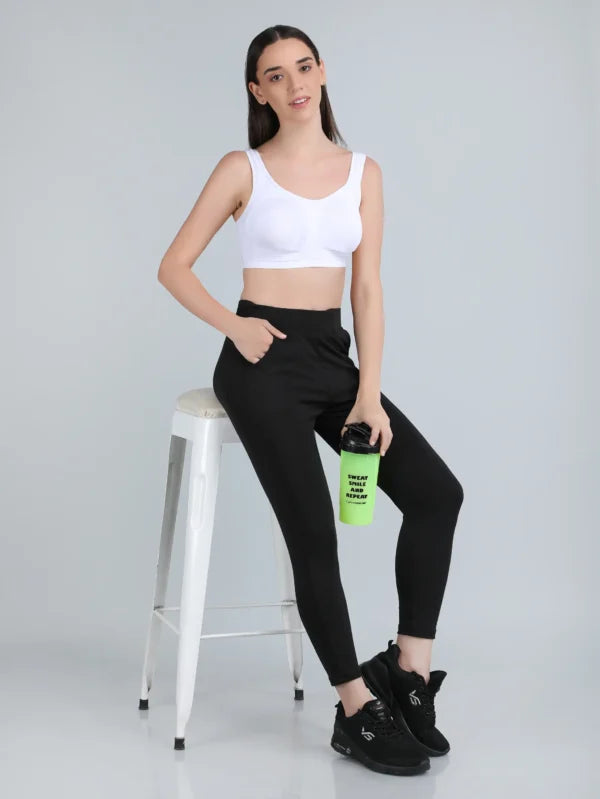 Medium Impact Padded Sports Bra in White Colour
