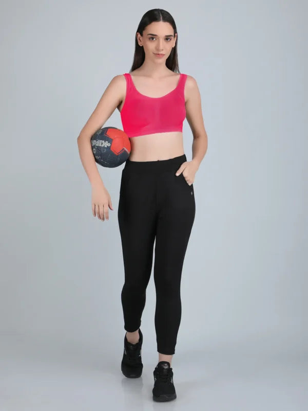 Medium Impact Padded Sports Bra in Pink Colour