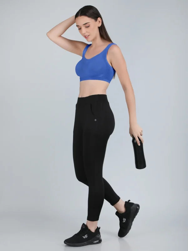 Medium Impact Padded Sports Bra in Blue Colour
