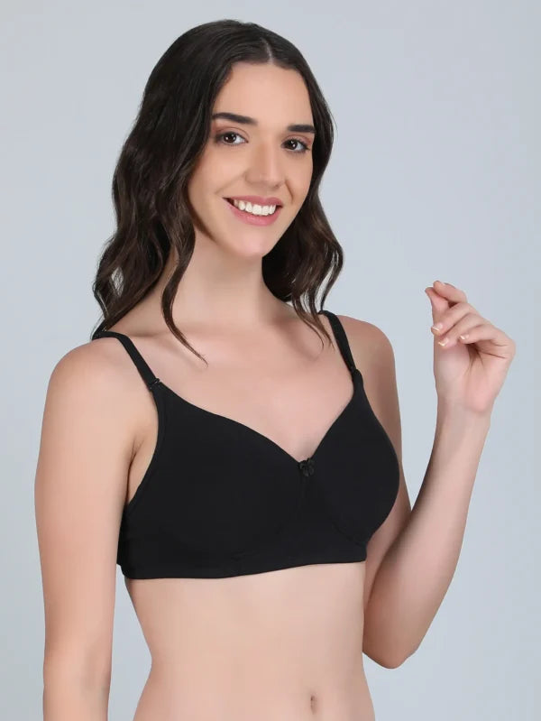 Non Padded Bra In Combo Pack Of 3 Colour (Pink, Black, Light Pink)