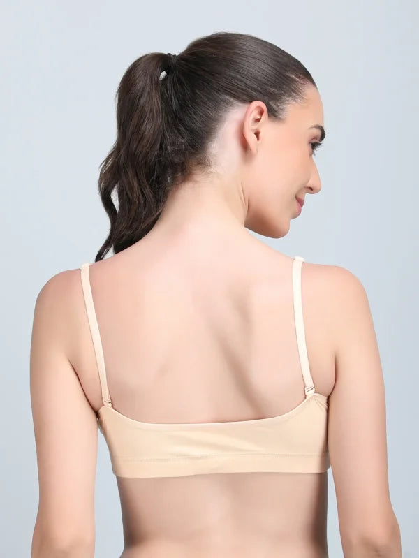 Medium Impact Padded Kuki Sports Bra Thin Strap In Skin Colour