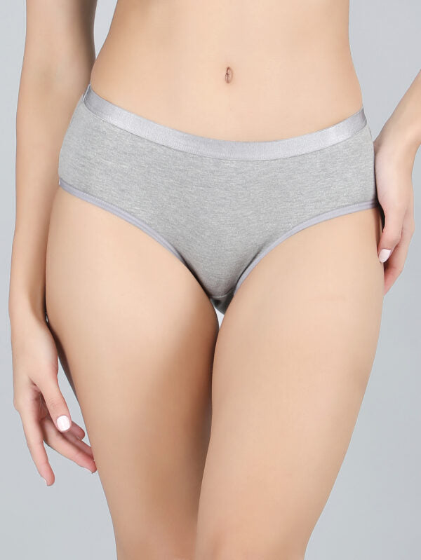 Mid Waist Hipster Panty Combo Pack Of 3 (Black,Grey,Brown)