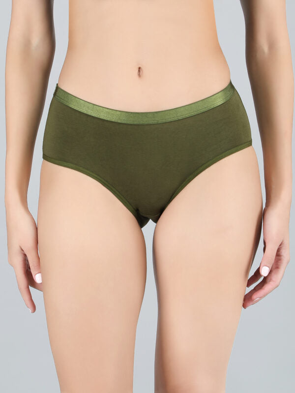 Mid Waist Hipster Panty Combo Pack Of 3 (Black, Olivegreen, Red)