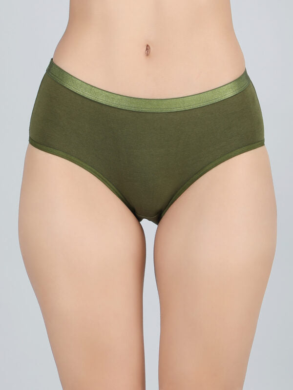Mid Waist Hipster Panty in Olive Green Colour – Cotton