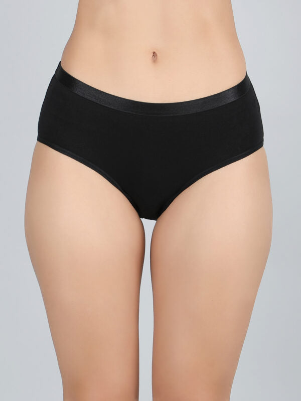 Mid Waist Hipster Panty in Black Colour – Cotton