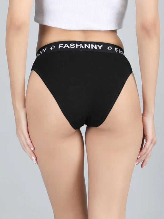 Mid Rise Bikini Panty Combo pack of 3 (Black,Olive Green,Red)