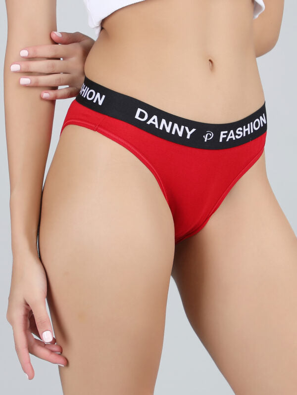 Mid Rise Bikini Panty in Red Colour.