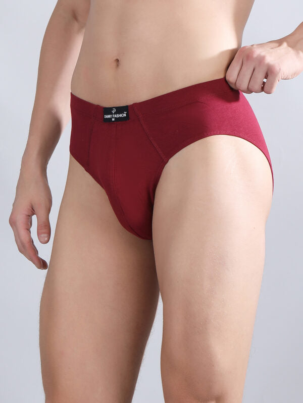Danny Fashion Mid Brief In Maroon Colour