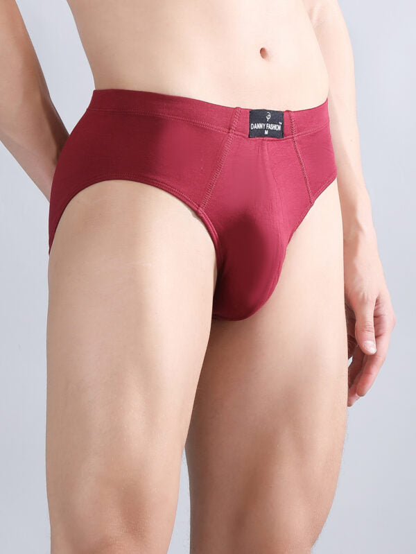 Danny Fashion Mid Brief In Maroon Colour