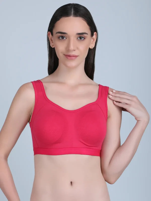 Medium Impact Padded Sports Bra in Pink Colour