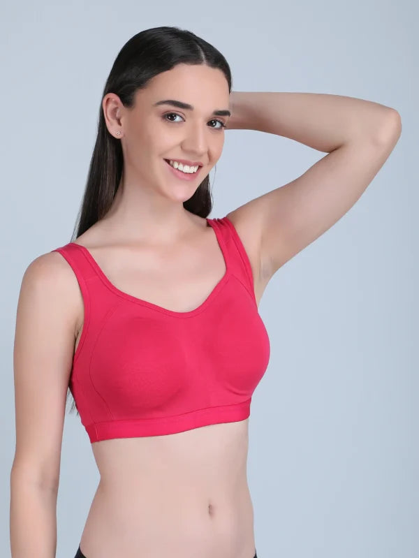 Medium Impact Padded Sports Bra in Pink Colour