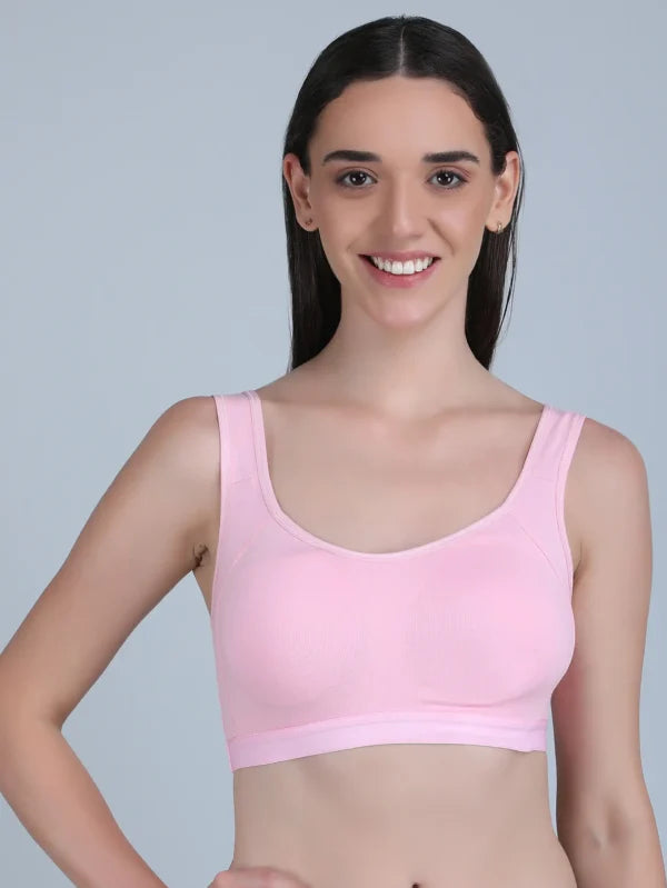 Medium Impact Padded Sports Bra in Light Pink Colour