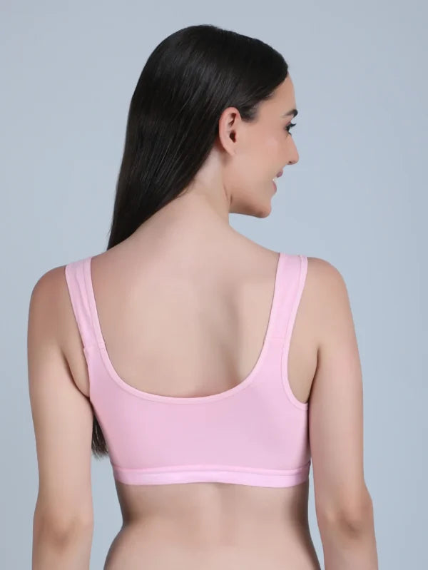 Medium Impact Padded Sports Bra in Light Pink Colour