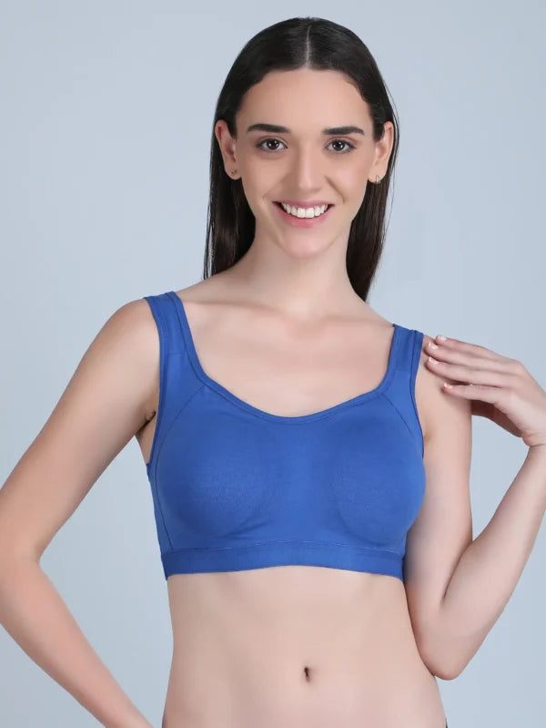 Medium Impact Padded Sports Bra in Blue Colour