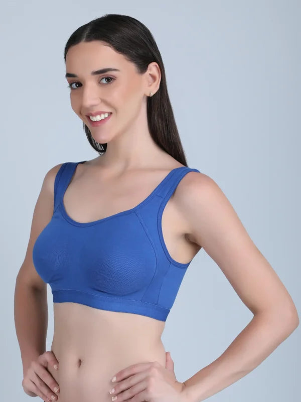 Medium Impact Padded Sports Bra in Blue Colour