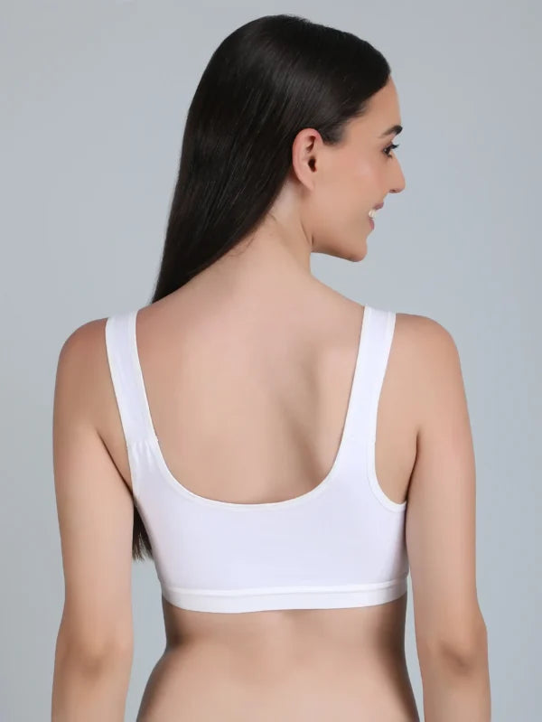 Medium Impact Padded Sports Bra in White Colour