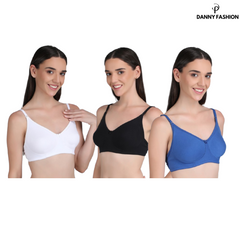 Non Padded Bra In Combo Pack Of 3 Colour (White, Blue, Black)