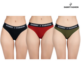 Mid Rise Bikini Panty Combo pack of 3 (Black,Olive Green,Red)