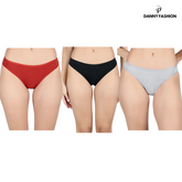 Low Waist Bikini Panty Combo Pack Of 3 (Pink ,Black ,Grey)