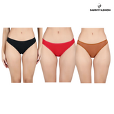 Low Waist Bikini Panty Combo Pack Of 3 (Black,Pink,Brown)