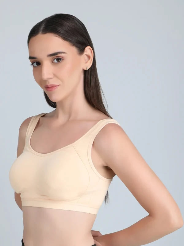 Medium Impact Padded Sports Bra in Skin Colour