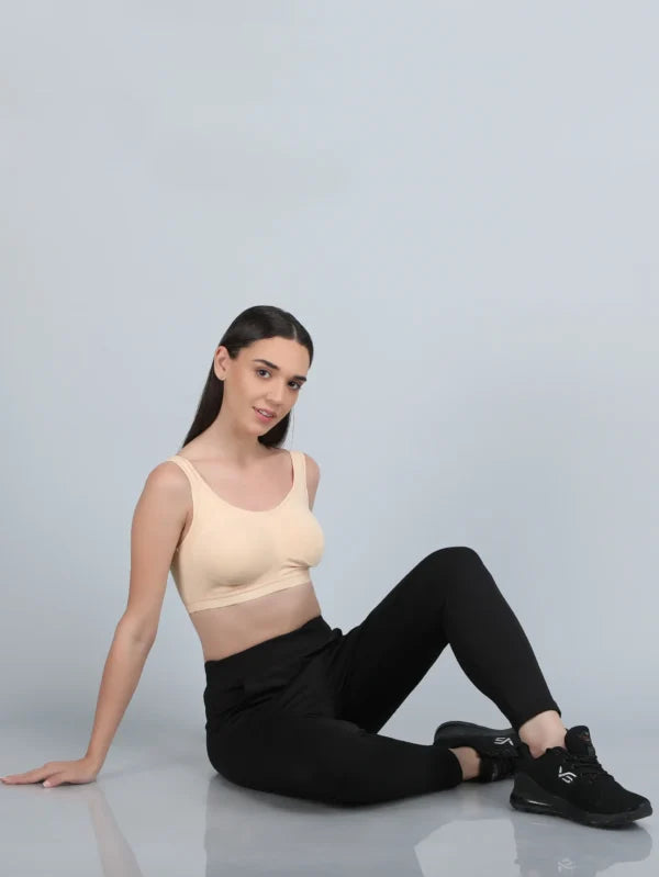 Medium Impact Padded Sports Bra in Skin Colour