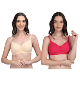 Danny Fashion Women’s 2 Pcs Combo 95% Cotton 5% Spandex Padded Bra | Soft Stretch Full Coverage Bra