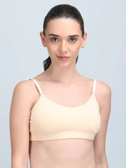 Medium Impact Padded Kuki Sports Bra Thin Strap In Skin Colour