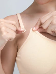 Medium Impact Padded Kuki Sports Bra Thin Strap In Skin Colour