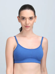 Medium Impact Padded Kuki Sports Bra Thin Strap In Blue Colour