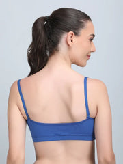 Medium Impact Padded Kuki Sports Bra Thin Strap In Blue Colour