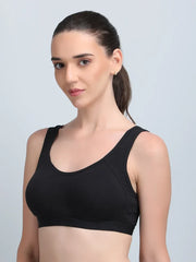 Medium Impact Padded Sports Bra in Combo Pack Of 3 Colour (Skin ,Sky Blue, Black)
