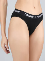 Mid Rise Bikini Panty in Black Colour.