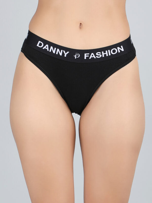 Mid Rise Bikini Panty in Black Colour.