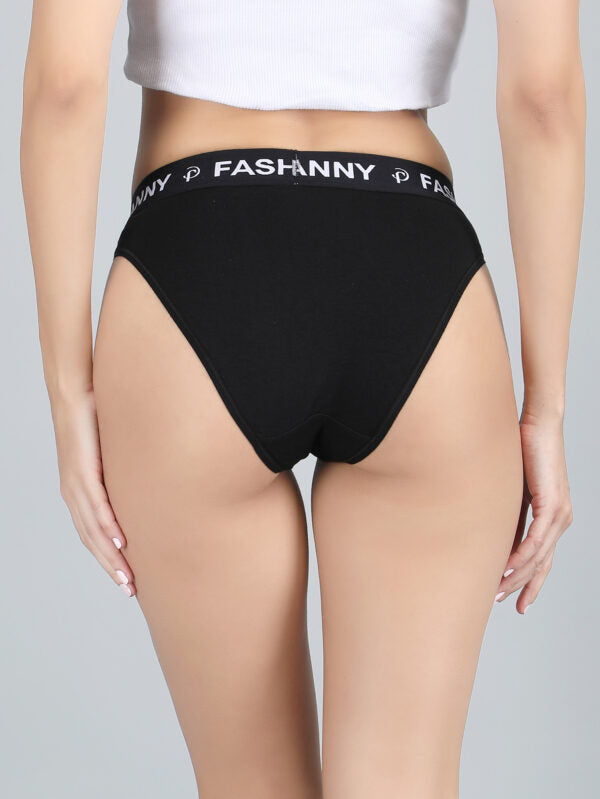 Mid Rise Bikini Panty in Black Colour.