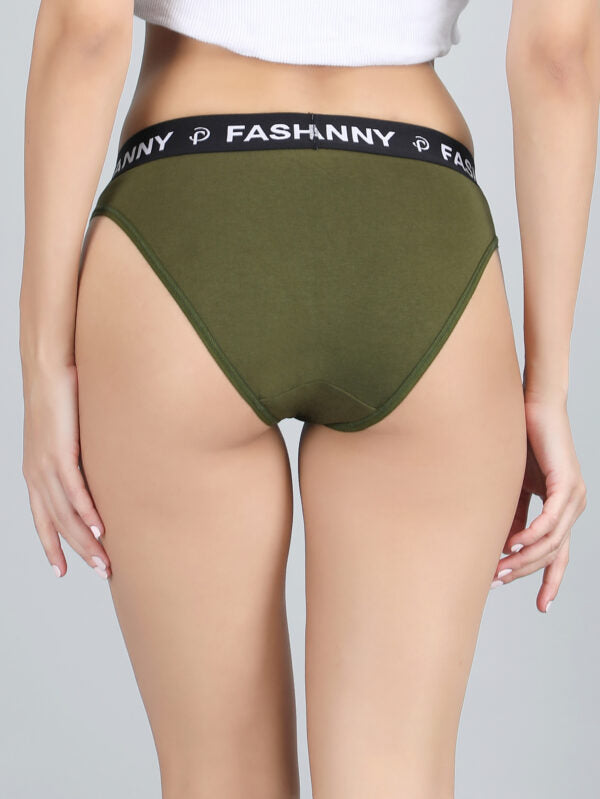 Mid Rise Bikini Panty in Olive Green Colour.