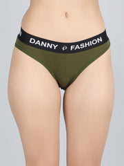 Mid Rise Bikini Panty in Olive Green Colour.