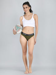Mid Rise Bikini Panty in Olive Green Colour.
