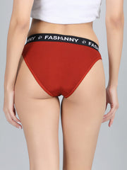 Mid Rise Bikini Panty in Maroon Colour.