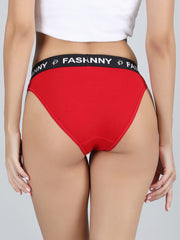 Mid Rise Bikini Panty in Red Colour.