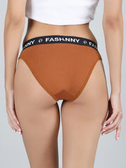 Mid Rise Bikini Panty in Brown Colour.
