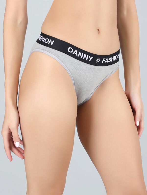 Mid Rise Bikini Panty in Grey Colour.