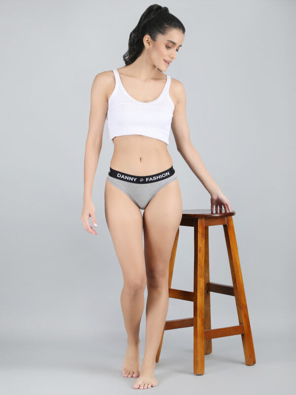Mid Rise Bikini Panty in Grey Colour.