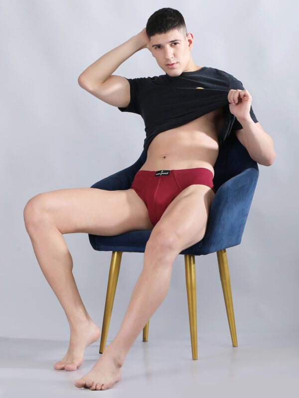 Danny Fashion Mid Brief In Maroon Colour