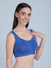 Medium Impact Padded Sports Bra in Combo Pack Of 3 Colour (White, Blue, Black)