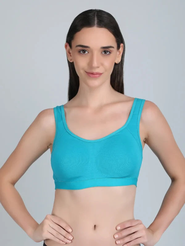 Medium Impact Padded Sports Bra in Sky Blue Colour