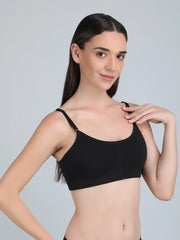 Medium Impact Padded Kuki Sports Bra Thin Strap In Combo Pack Of 3 Colour (Pink, Black, Light Pink)