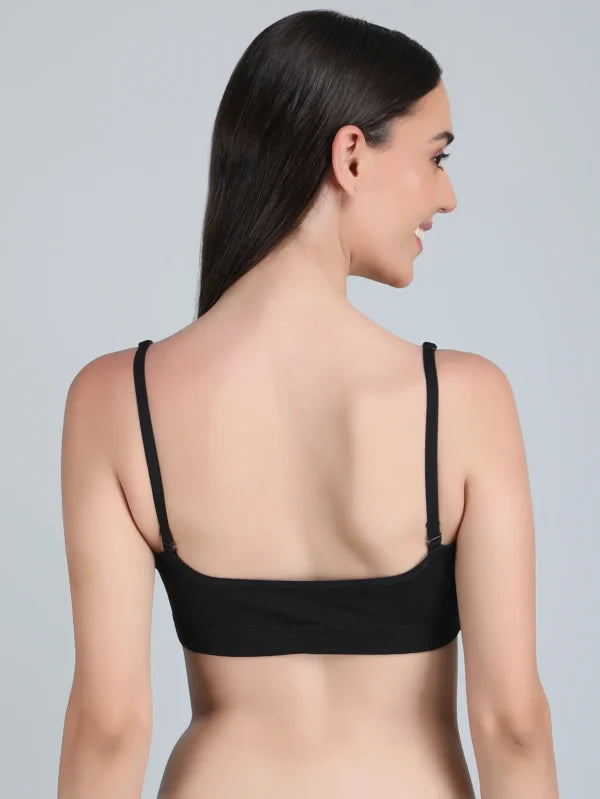 Medium Impact Padded Kuki Sports Bra Thin Strap In Combo Pack Of 3 Colour (Pink, Black, Light Pink)