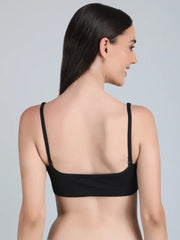 Medium Impact Padded Kuki Sports Bra Thin Strap In Combo Pack Of 3 Colour (White, Blue, Black)