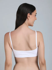 Medium Impact Padded Kuki Sports Bra Thin Strap In White Colour